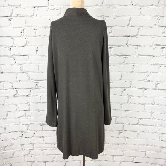 Bryn Walker Bamboo Organic Cotton Medium Faux Wrap Tunic Dress Gray Lagenlook - Picture 3 of 11